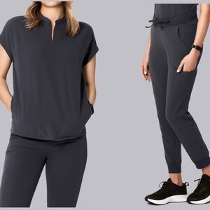 Mandala oversized top and  jogger scrub set prewter